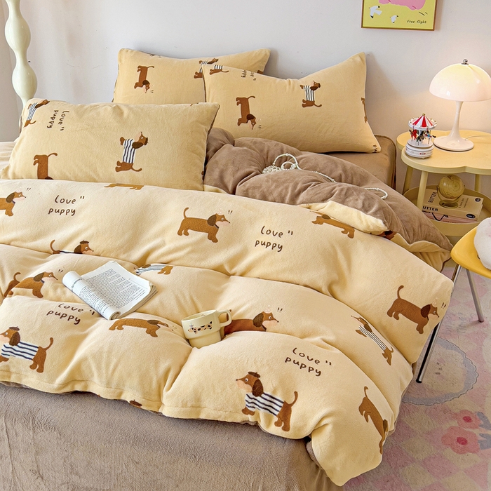 91家纺网 家纺一手货源 找家纺 （总）麦瑞家纺 2025新款印花牛奶绒四件套跑量款