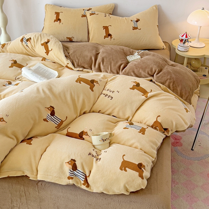 91家纺网 家纺一手货源 找家纺 （总）麦瑞家纺 2025新款印花牛奶绒四件套跑量款