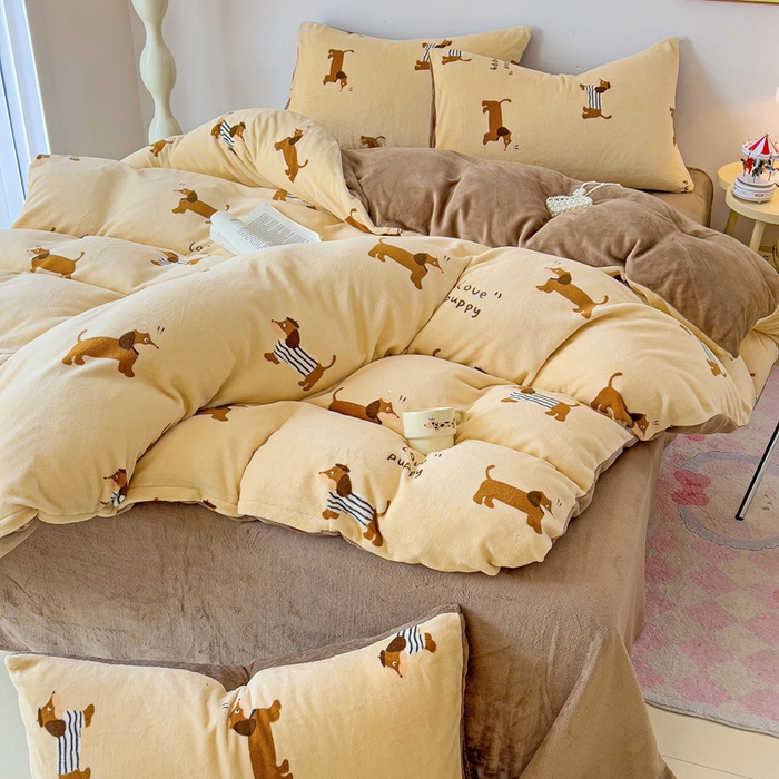 91家纺网 家纺一手货源 找家纺 （总）麦瑞家纺 2025新款印花牛奶绒四件套跑量款