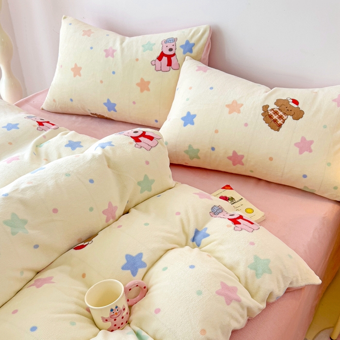 91家纺网 家纺一手货源 找家纺 麦瑞家纺 2025新款印花牛奶绒四件套跑量款 吉米