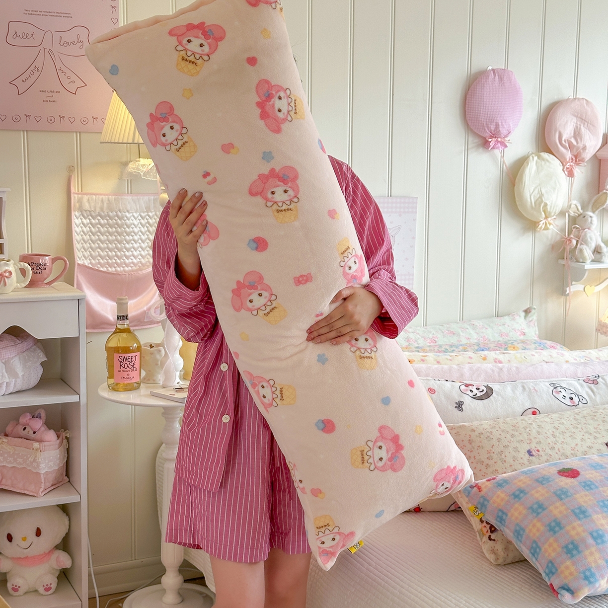 罗亿家纺 2025新款牛奶绒长抱枕-助眠神器（小红书推荐） 暖fufu-小美甜品屋