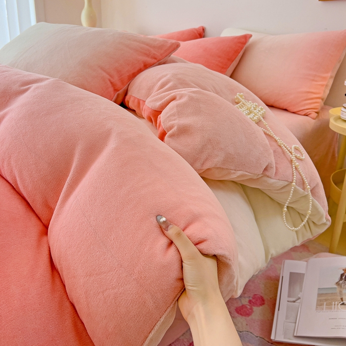 麦瑞家纺 2025新款印花牛奶绒四件套跑量款 渐变-粉