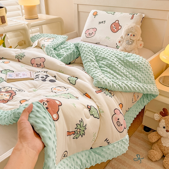 91家纺网 家纺一手货源 找家纺 （总）天瑜家纺205新款A类针织面料手包豆豆绒冬被大豆被