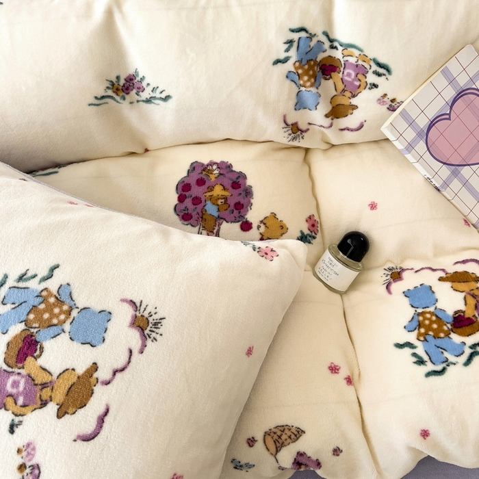 91家纺网 家纺一手货源 找家纺 麦瑞家纺 2025新款印花牛奶绒四件套跑量款 紫苏苏