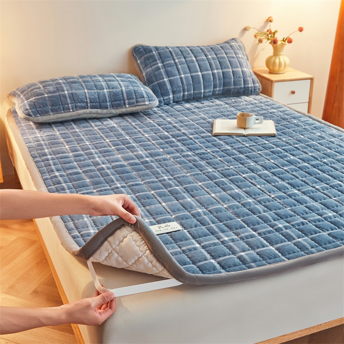 91家纺网 家纺一手货源 找家纺 （总）喜居 2025新款无印风牛奶绒床褥垫-大床图 良品系列