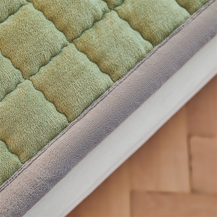 91家纺网 家纺一手货源 找家纺 喜居 2025新款无印风牛奶绒床褥垫-大床图 良品系列 良品-香草绿