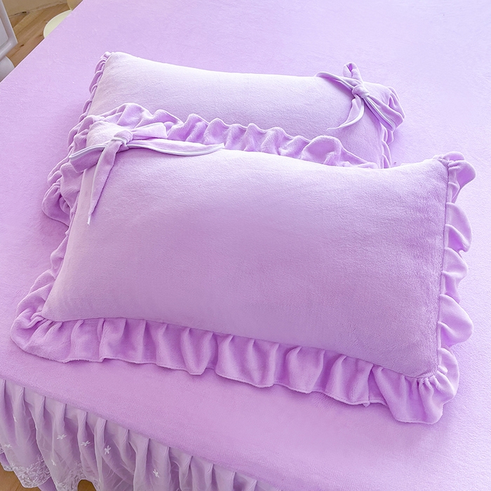 91家纺网 家纺一手货源 找家纺 后庭寝室 2025新款牛奶绒花边床裙四件套-浪漫花语系列 浪漫花语-梦幻紫