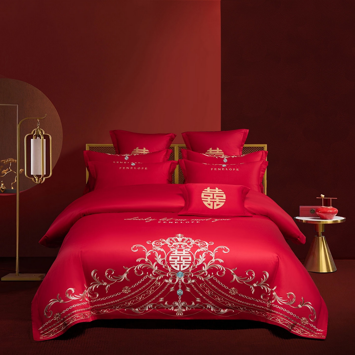 91家纺网 家纺一手货源 找家纺 （总）欧乐蒂 2025新款中式高端刺绣婚庆四件套