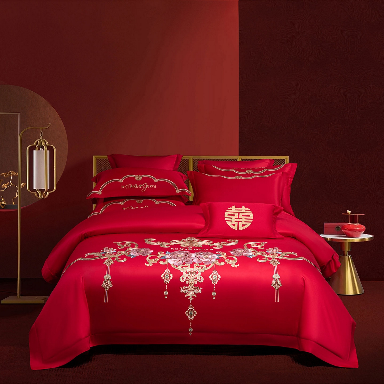 91家纺网 家纺一手货源 找家纺 （总）欧乐蒂 2025新款中式高端刺绣婚庆四件套