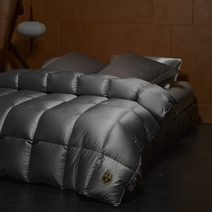 91家纺网 家纺一手货源 找家纺 暖羽屋羽绒馆 2025新款莱赛尔鹅绒丝被子 羽绒被芯 2米羽绒被子 双人婚庆春秋被卡尔佩斯系列    X卡尔佩斯  灰色
