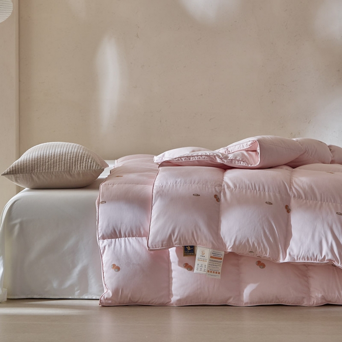 91家纺网 家纺一手货源 找家纺 （总）暖羽屋羽绒馆  2025新款95白鹅绒被芯莫代尔鹅绒被子双人婚庆冬被2米 春秋被子柿柿如意