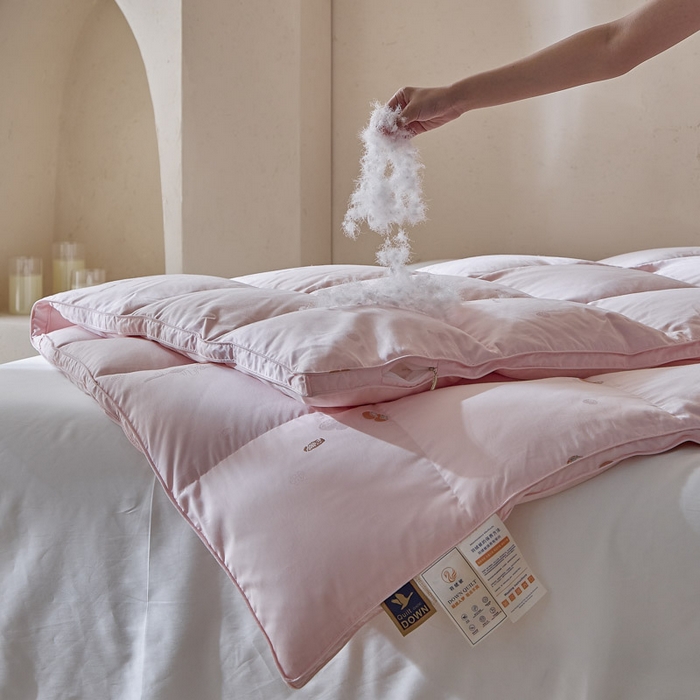 91家纺网 家纺一手货源 找家纺 （总）暖羽屋羽绒馆  2025新款95白鹅绒被芯莫代尔鹅绒被子双人婚庆冬被2米 春秋被子柿柿如意