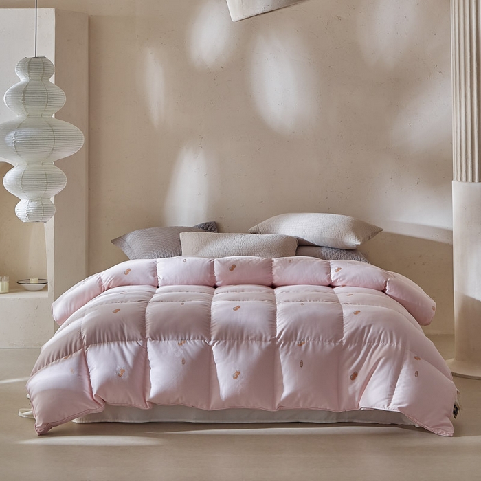 91家纺网 家纺一手货源 找家纺 （总）暖羽屋羽绒馆  2025新款95白鹅绒被芯莫代尔鹅绒被子双人婚庆冬被2米 春秋被子柿柿如意