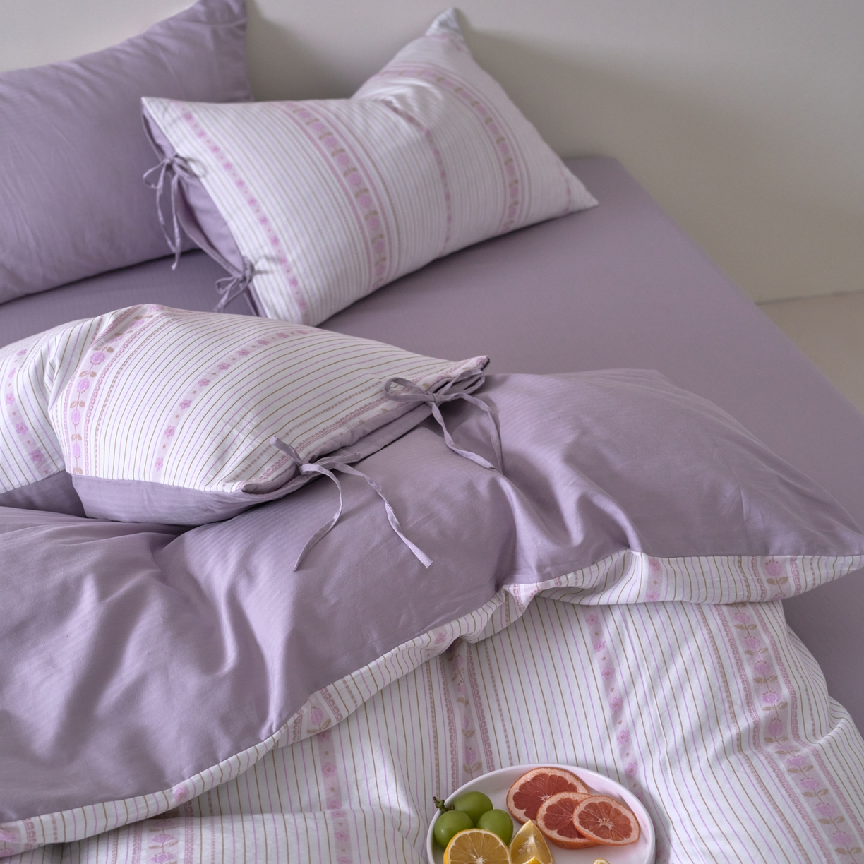 91家纺网 家纺一手货源 找家纺 （总）久典家居 2025新款A类全棉色织提花系带款四件套-梦屿系列三色（买家秀加客服）