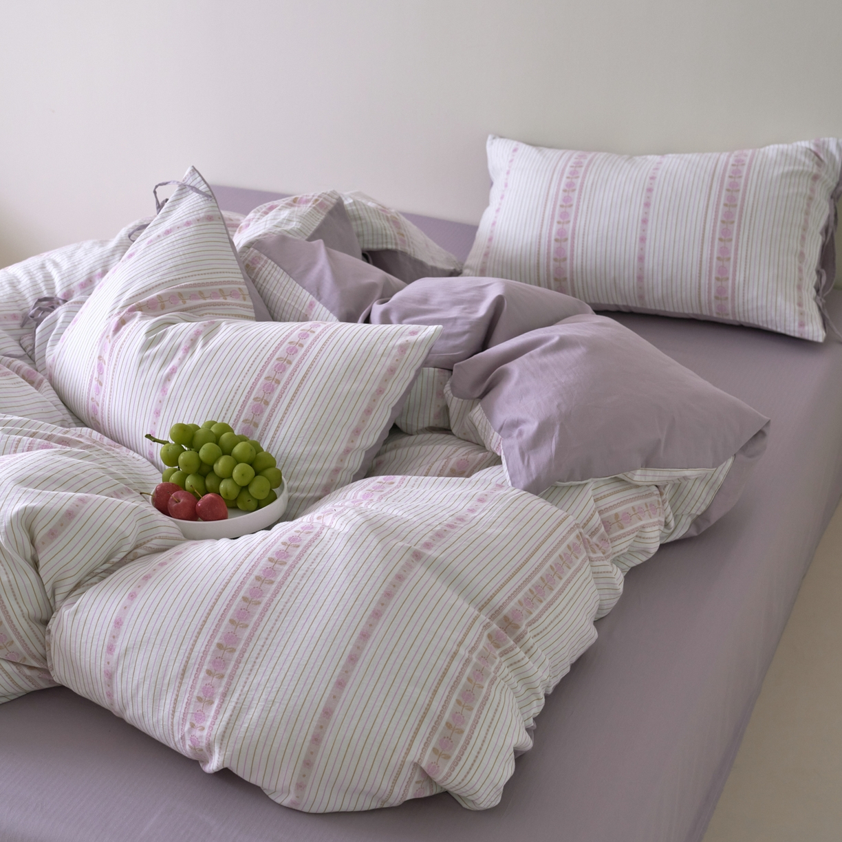 91家纺网 家纺一手货源 找家纺 （总）久典家居 2025新款A类全棉色织提花系带款四件套-梦屿系列三色（买家秀加客服）