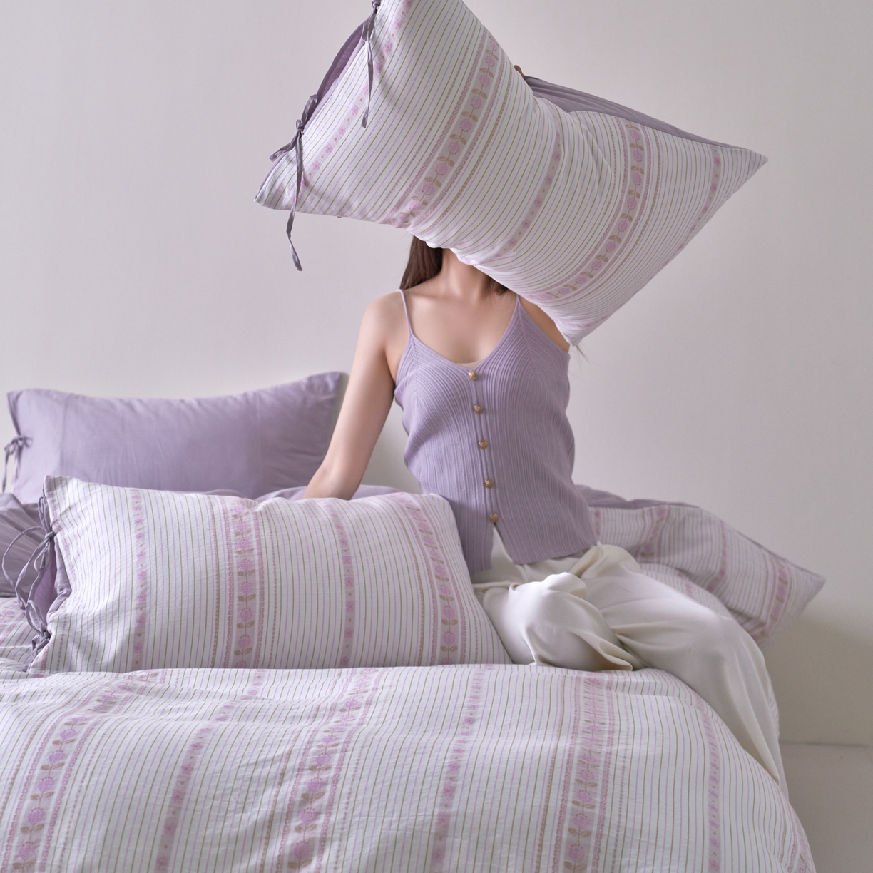 91家纺网 家纺一手货源 找家纺 （总）久典家居 2025新款A类全棉色织提花系带款四件套-梦屿系列三色（买家秀加客服）