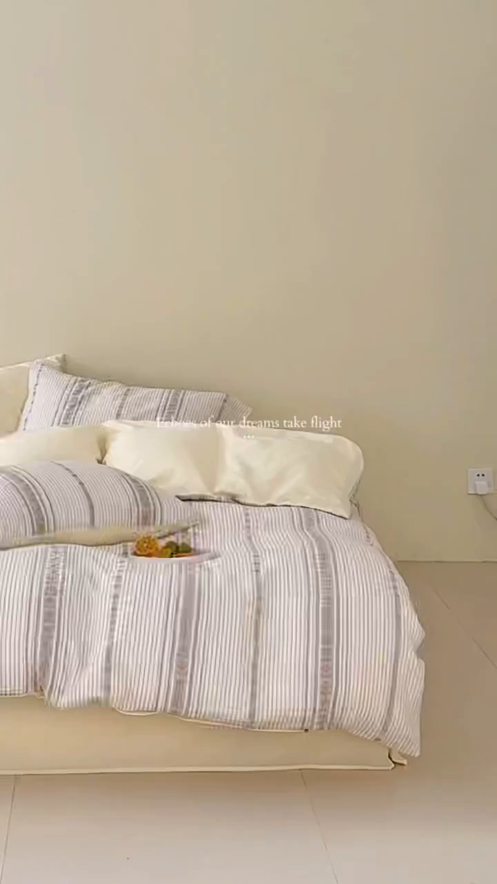 91家纺网 家纺一手货源 找家纺 久典家居 2025新款A类全棉色织提花系带款四件套-梦屿系列三色（买家秀加客服） 梦屿米黄