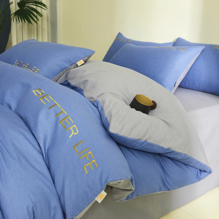 91家纺网 家纺一手货源 找家纺 七仙女家纺 2025新款全棉生态磨毛-前程似锦系列-单被套 莱茵蓝