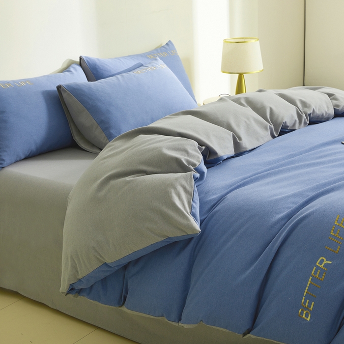 91家纺网 家纺一手货源 找家纺 七仙女家纺 2025新款全棉生态磨毛-前程似锦系列-单被套 莱茵蓝