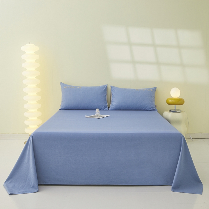 91家纺网 家纺一手货源 找家纺 七仙女家纺 2025新款全棉生态磨毛-前程似锦系列-单床单 莱茵蓝