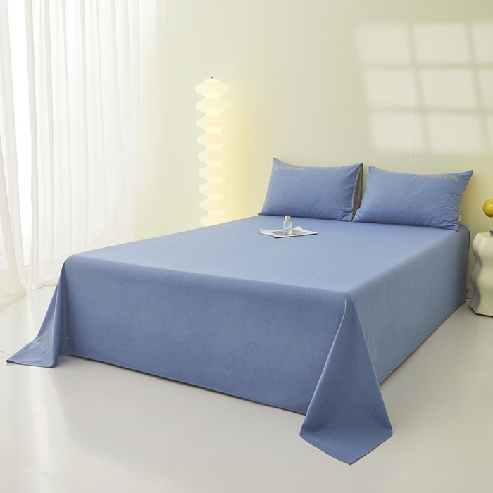 91家纺网 家纺一手货源 找家纺 七仙女家纺 2025新款全棉生态磨毛-前程似锦系列-单床单 莱茵蓝