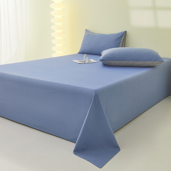 91家纺网 家纺一手货源 找家纺 七仙女家纺 2025新款全棉生态磨毛-前程似锦系列-单床单 莱茵蓝