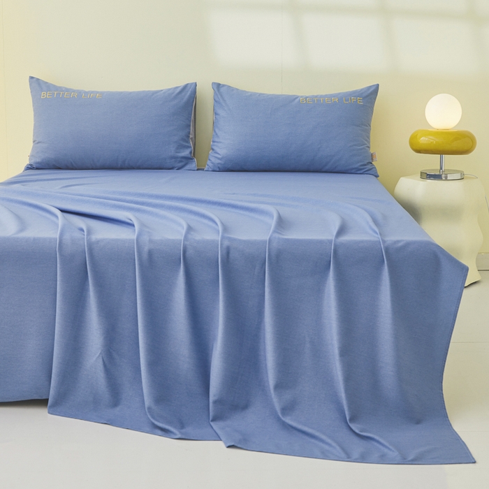 91家纺网 家纺一手货源 找家纺 七仙女家纺 2025新款全棉生态磨毛-前程似锦系列-单床单 莱茵蓝