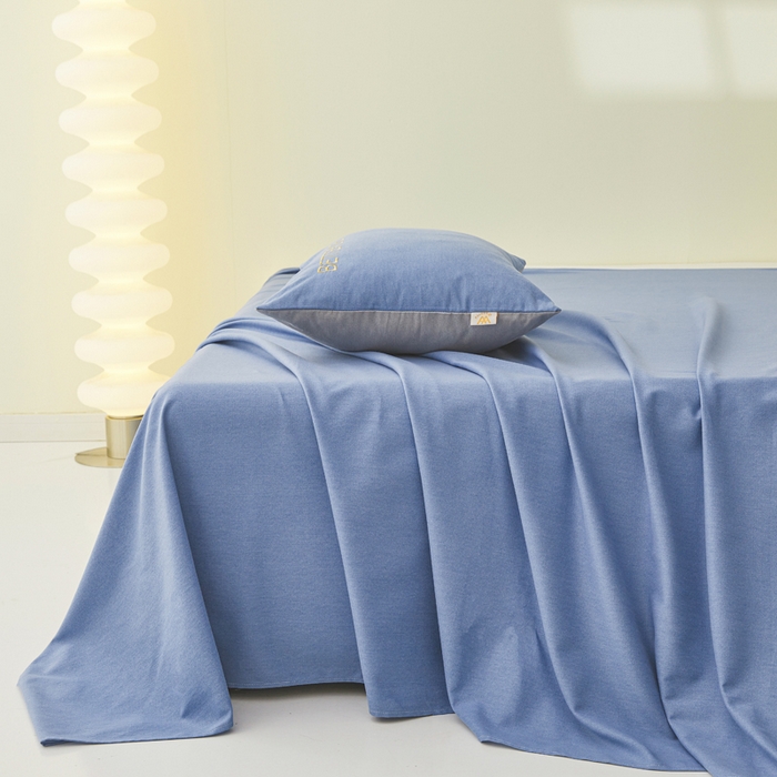 91家纺网 家纺一手货源 找家纺 七仙女家纺 2025新款全棉生态磨毛-前程似锦系列-单床单 莱茵蓝