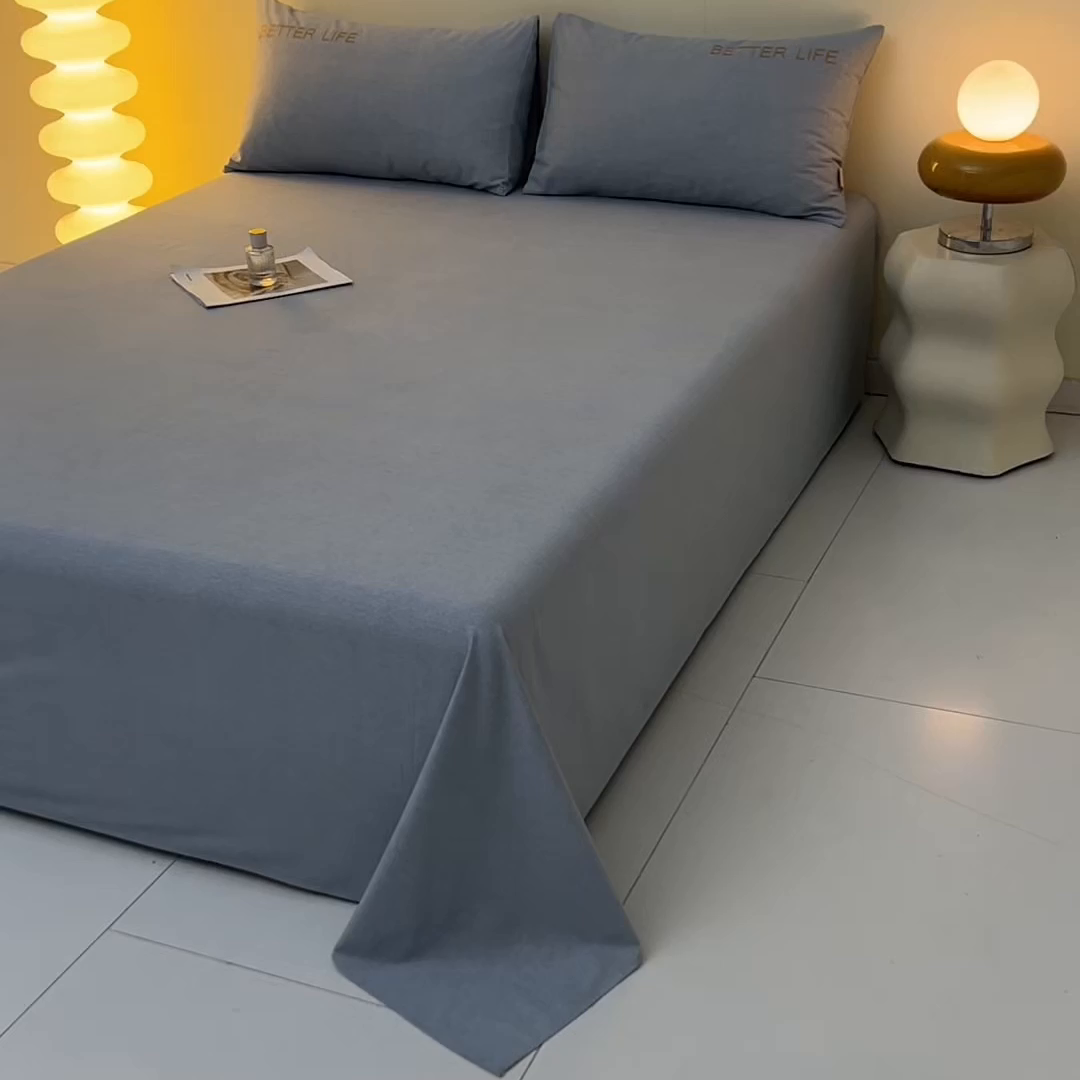 91家纺网 家纺一手货源 找家纺 七仙女家纺 2025新款全棉生态磨毛-前程似锦系列-单床单 莱茵蓝