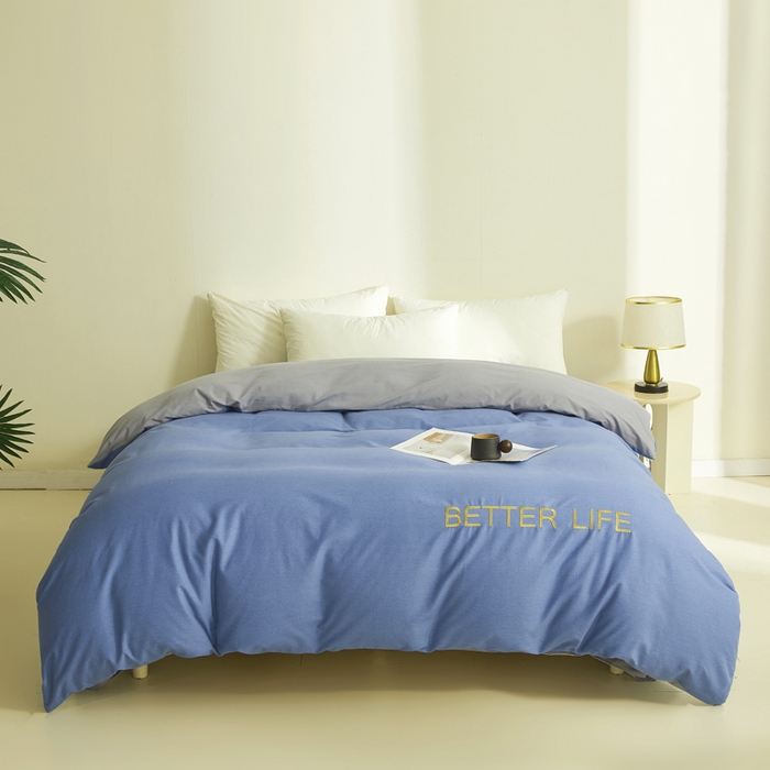 91家纺网 家纺一手货源 找家纺 七仙女家纺 2025新款全棉生态磨毛-前程似锦系列-四件套 莱茵蓝