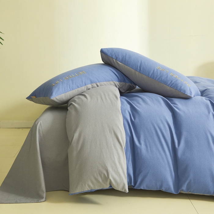 91家纺网 家纺一手货源 找家纺 七仙女家纺 2025新款全棉生态磨毛-前程似锦系列-四件套 莱茵蓝