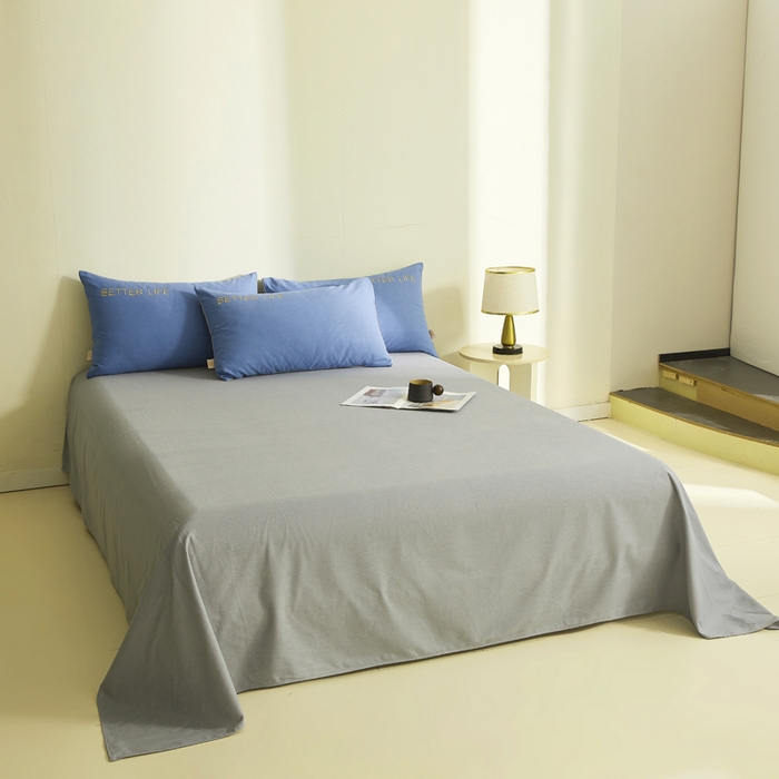 91家纺网 家纺一手货源 找家纺 七仙女家纺 2025新款全棉生态磨毛-前程似锦系列-四件套 莱茵蓝