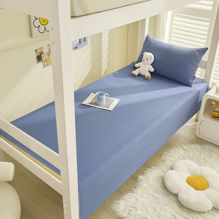 91家纺网 家纺一手货源 找家纺 七仙女家纺 2025新款全棉生态磨毛-前程似锦系列-床单两件套 莱茵蓝