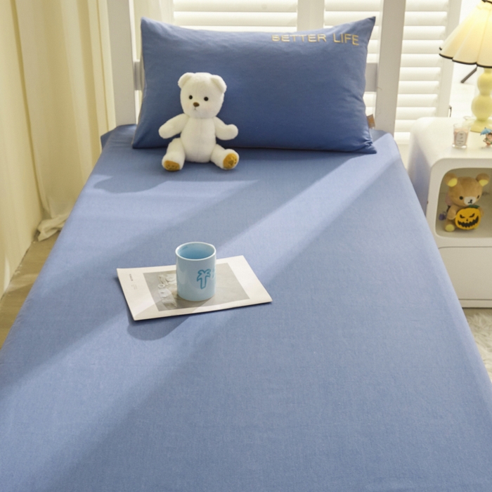 91家纺网 家纺一手货源 找家纺 七仙女家纺 2025新款全棉生态磨毛-前程似锦系列-床单两件套 莱茵蓝