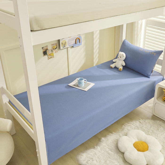 91家纺网 家纺一手货源 找家纺 七仙女家纺 2025新款全棉生态磨毛-前程似锦系列-床单两件套 莱茵蓝