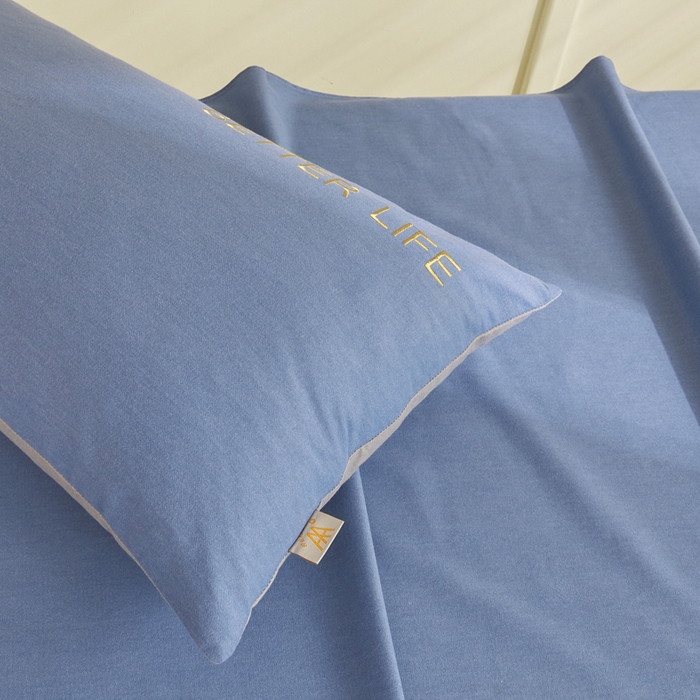 91家纺网 家纺一手货源 找家纺 七仙女家纺 2025新款全棉生态磨毛-前程似锦系列-床单两件套 莱茵蓝