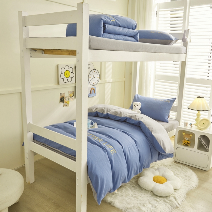 91家纺网 家纺一手货源 找家纺 七仙女家纺 2025新款全棉生态磨毛-前程似锦系列-学生三件套 莱茵蓝