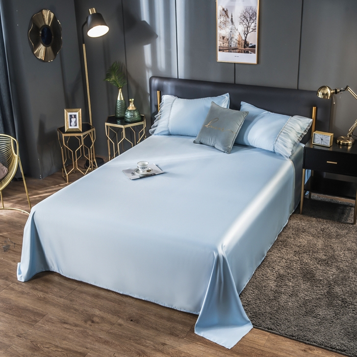 91家纺网 家纺一手货源 找家纺 丽莱美家纺 2026新款水洗冰丝蕾丝夏被  夏被三件套  夏被四件套 天蓝