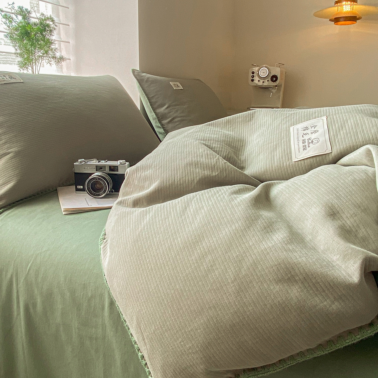 91家纺网 家纺一手货源 找家纺 （总）简宜家居（朝初家纺） 2025新款全棉厚织长绒棉立体提花磨毛贝壳边四件套