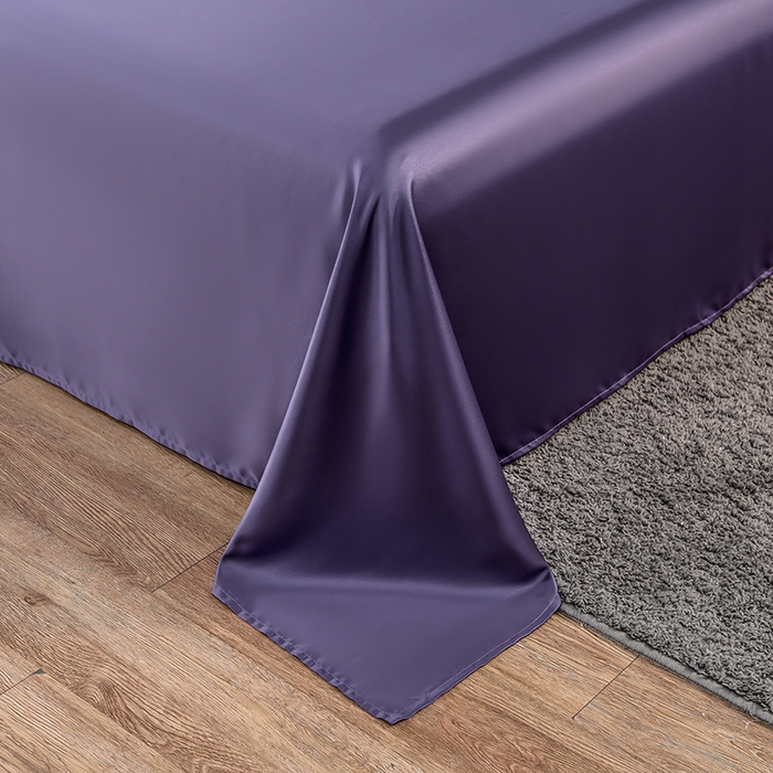 91家纺网 家纺一手货源 找家纺 丽莱美家纺 2026新款天丝冰丝床单 烟熏紫