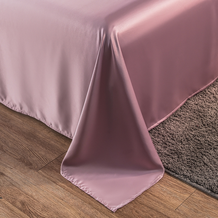 91家纺网 家纺一手货源 找家纺 丽莱美家纺 2026新款天丝冰丝床单 豆沙粉