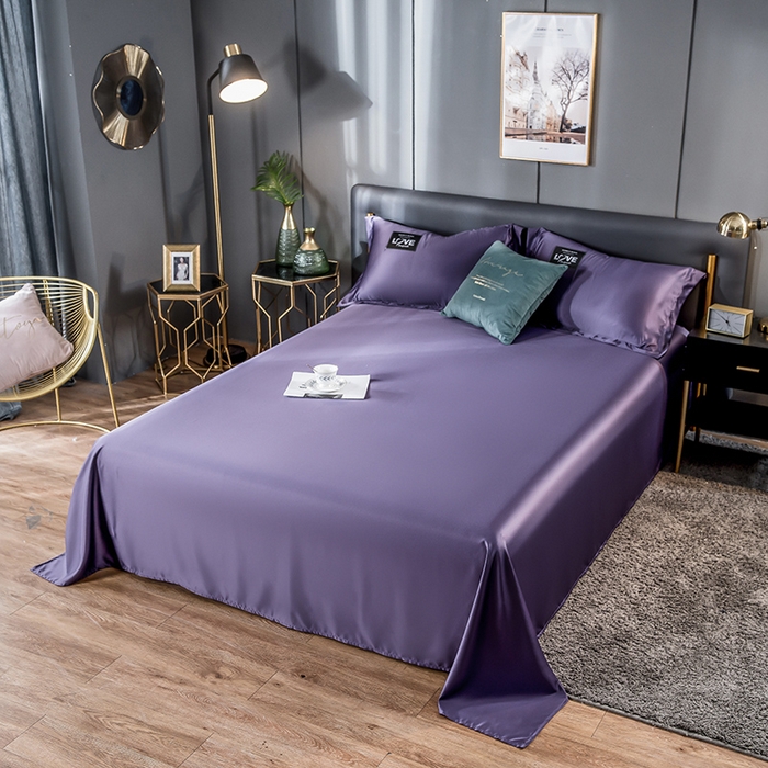 丽莱美家纺 2026新款天丝冰丝床单 烟熏紫