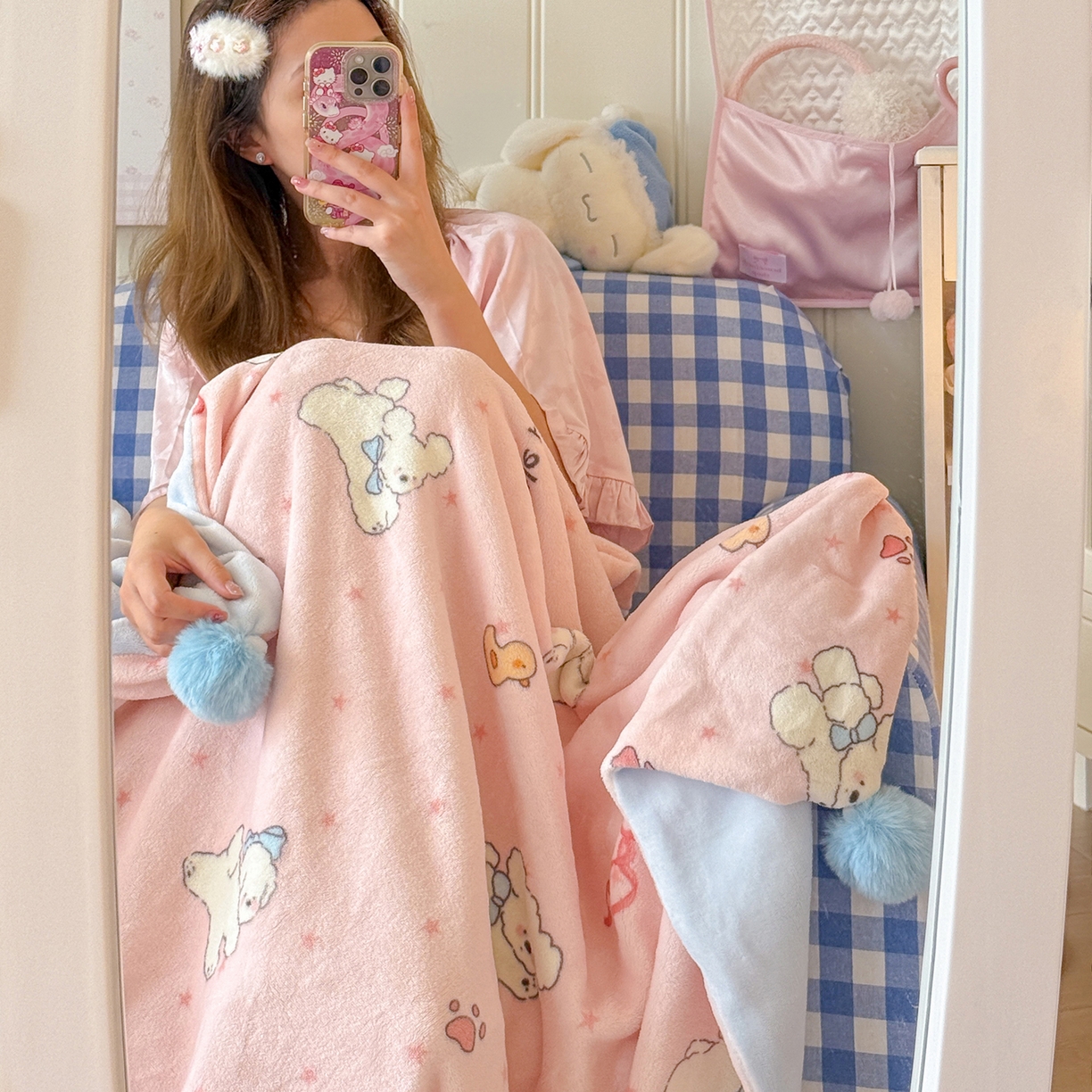 91家纺网 家纺一手货源 找家纺 罗亿家纺 2025新款高克重（200g）牛奶绒韩系毛球办公室盖毯多功能盖毯被套毛毯两用（小红书推荐) 狗gogo