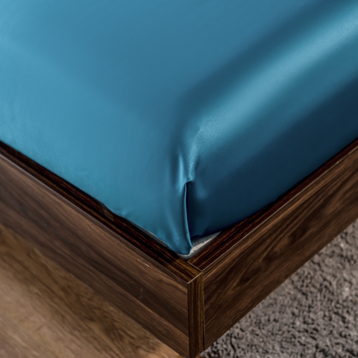 91家纺网 家纺一手货源 找家纺 丽莱美家纺 2026新款天丝冰丝床笠 孔雀蓝