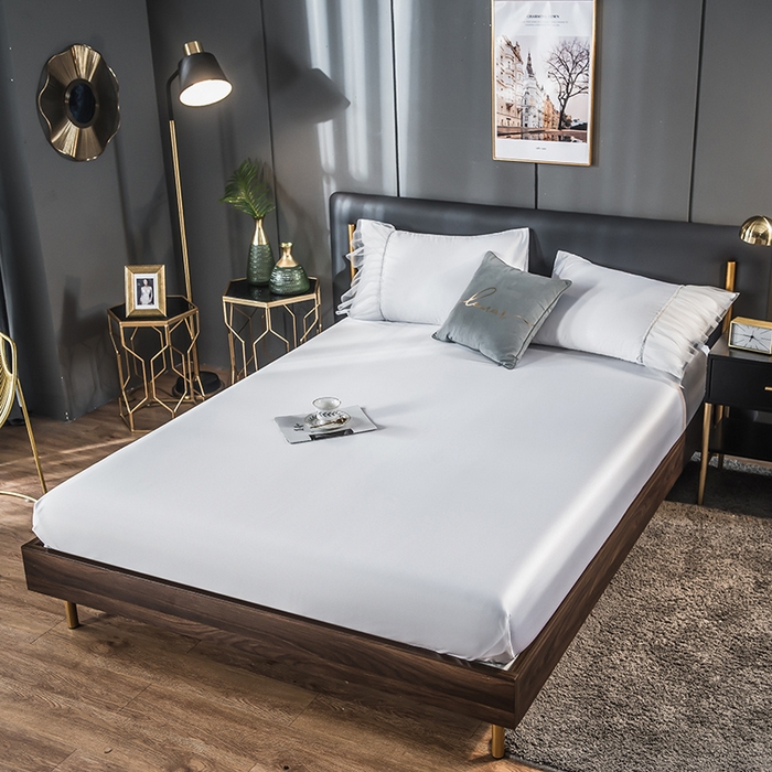 丽莱美家纺 2026新款天丝冰丝床笠 纯白色