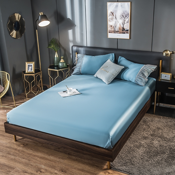 丽莱美家纺 2026新款天丝冰丝床笠 宾利蓝