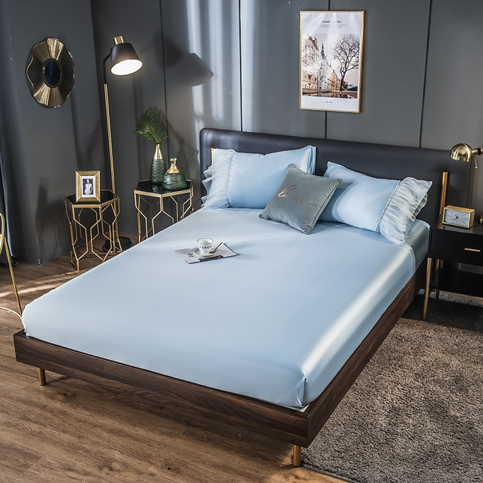 丽莱美家纺 2026新款天丝冰丝床笠 天蓝