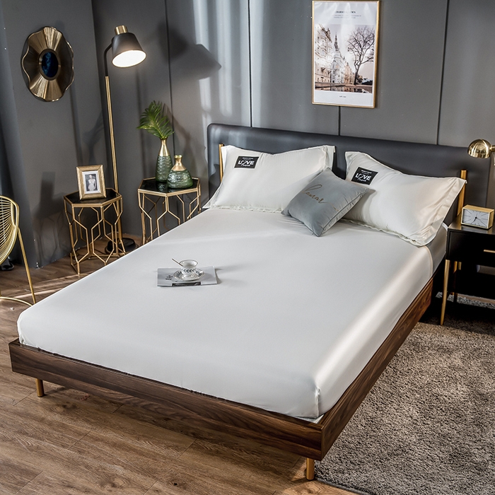 丽莱美家纺 2026新款天丝冰丝床笠 米白