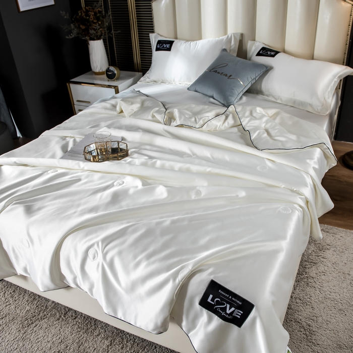 91家纺网 家纺一手货源 找家纺 丽莱美家纺 2025新款夏被  夏被三件套 夏被四件套 奶白