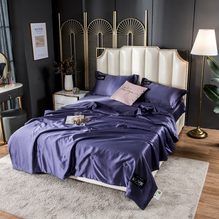 91家纺网 家纺一手货源 找家纺 丽莱美家纺 2025新款夏被  夏被三件套 夏被四件套 烟熏紫